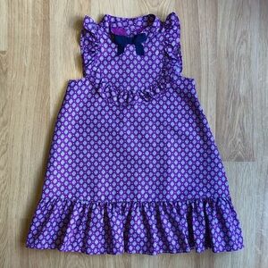 NWOT Janie and Jack Girl’s Dress-Purple Geometric Pattern with Ruffles and Bow